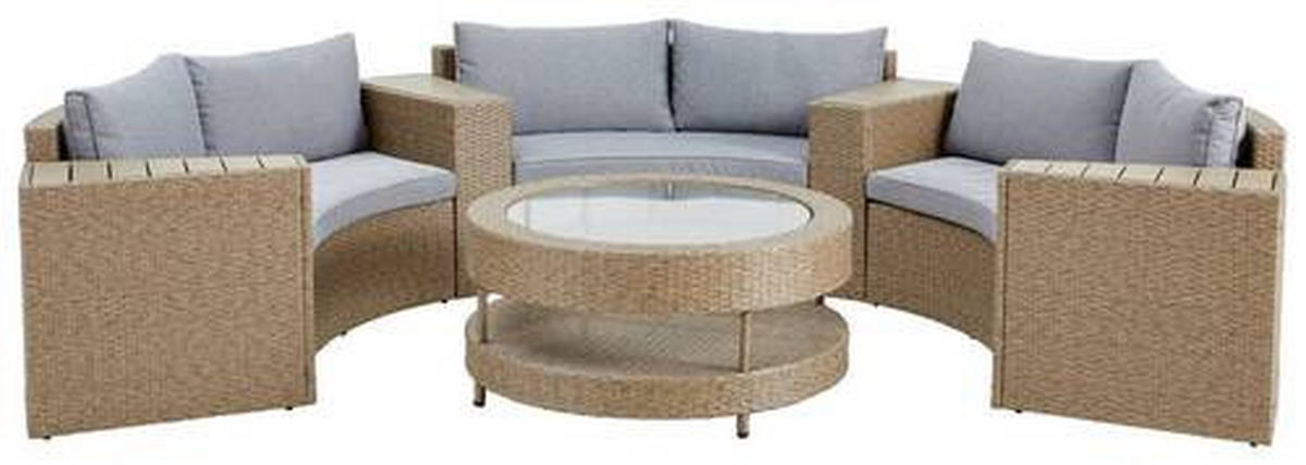 LOUNGEGARNITUR Stahl  - Braun/Grau, MODERN, Glas/Kunststoff (60/36/69cm) - Ambia Garden