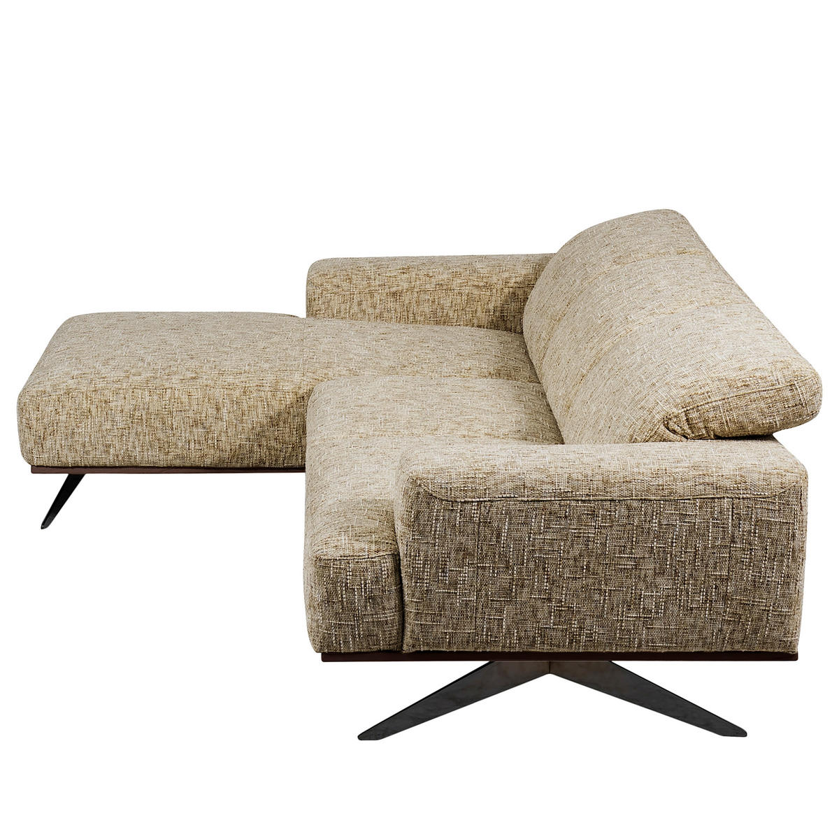 ECKSOFA PORTLAND Hellbraun Struktur Kopfteilverstellung  - Hellbraun/Dunkelbraun, Design, Holz/Textil (187/295cm) - Livetastic