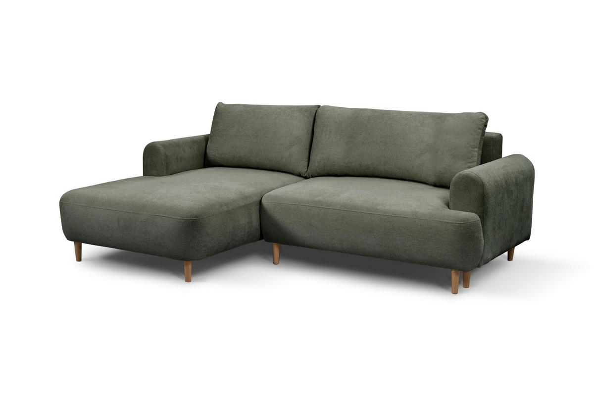 ECKSOFA Struktur Dunkelgrau  - Dunkelgrau/Naturfarben, Design, Holz/Textil (150/230cm) - MID.YOU