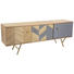 LOWBOARD Mangoholz massiv lackiert Goldfarben, Grau, Naturfarben - Goldfarben/Naturfarben, MODERN, Holz/Stein (150/55/35cm) - Carryhome