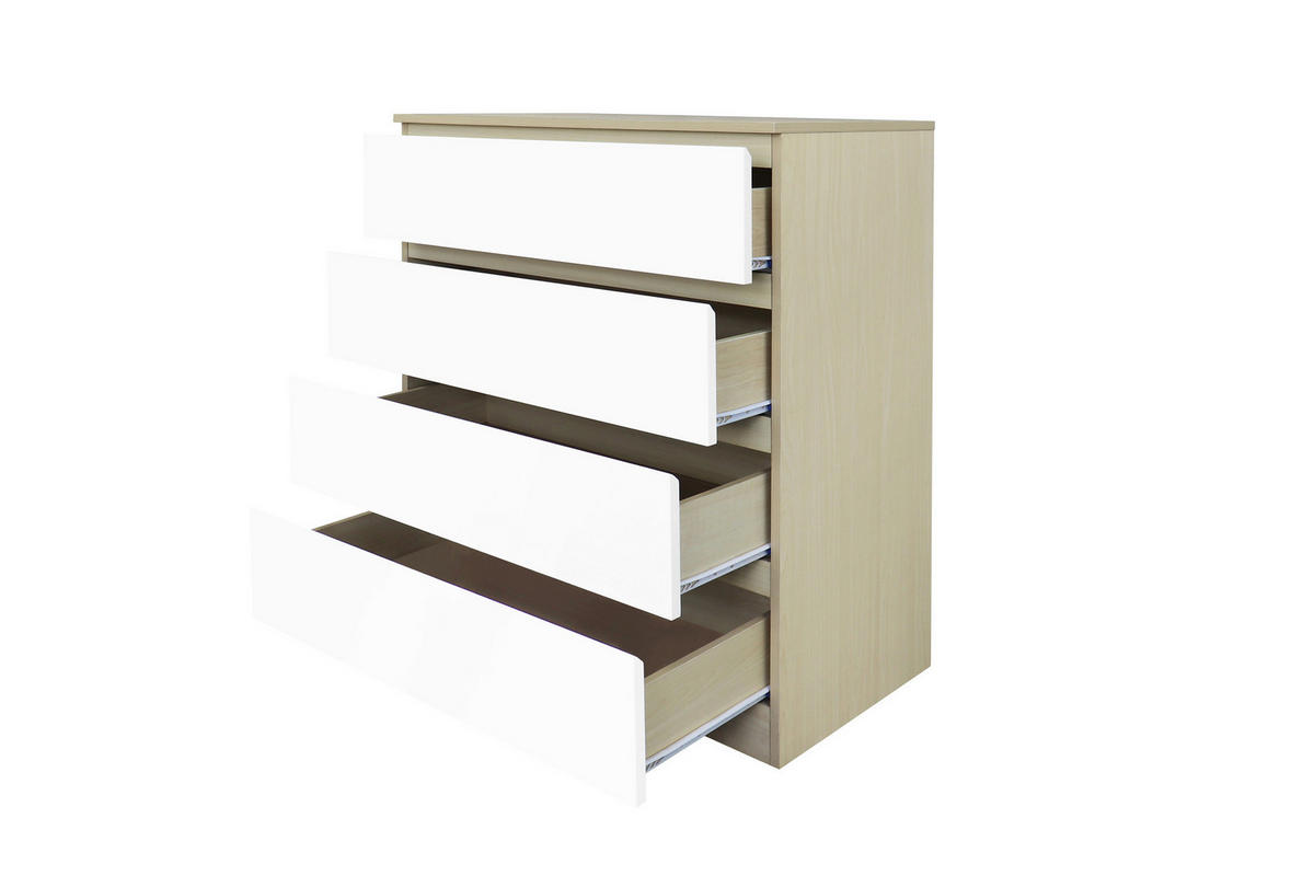KOMMODE  in 80/93,5/39,5 cm  - Weiß/Naturfarben, Design, Holzwerkstoff (80/93,5/39,5cm) - Livetastic