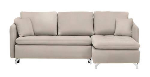 ECKSOFA in Flachgewebe Creme  223/146 cm  - Silberfarben/Creme, Design, Textil/Metall (223/146cm) - Ti'me