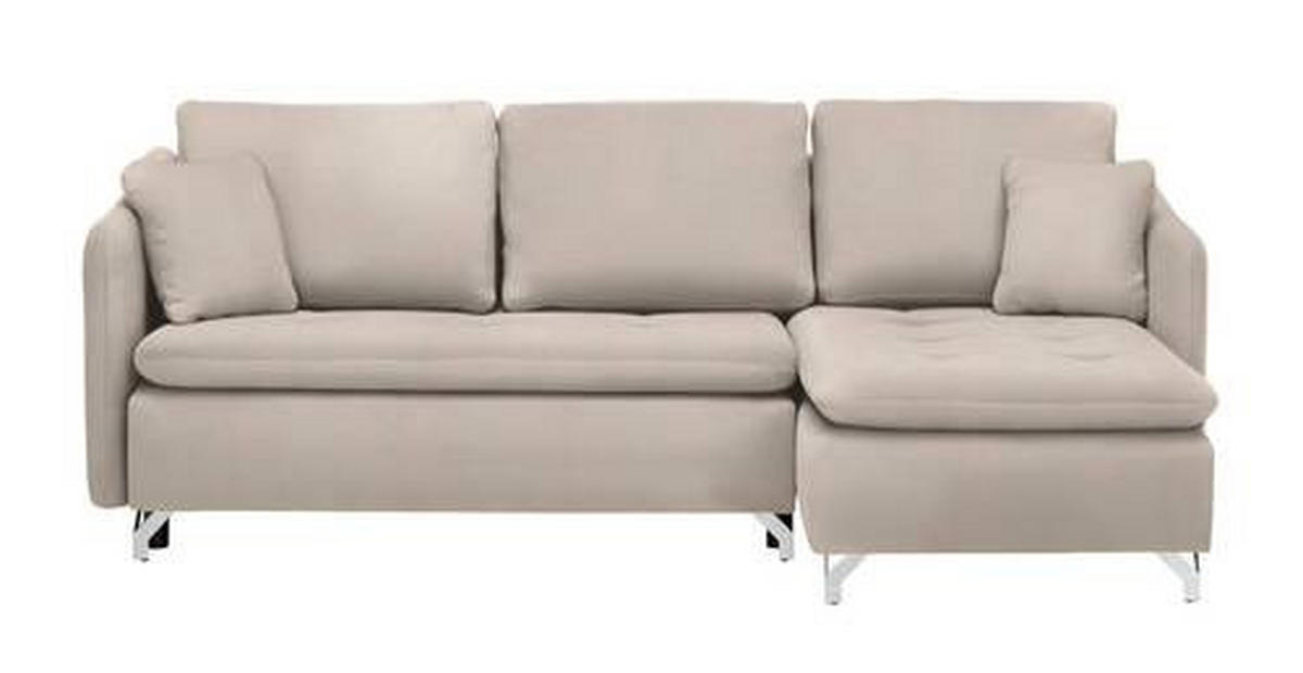ECKSOFA in Flachgewebe Creme  - Silberfarben/Creme, Design, Textil/Metall (223/146cm) - Ti'me