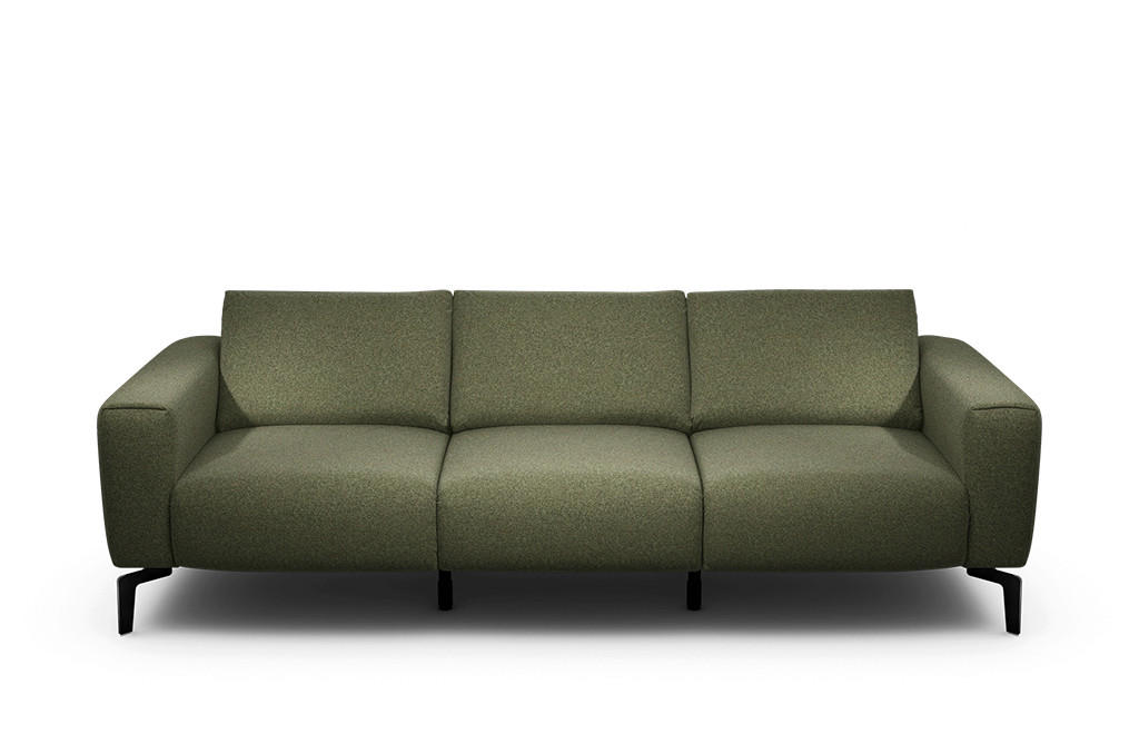 3-SITZER-SOFA Chenille Waldgrün  - Waldgrün/Schwarz, Design, Textil/Metall (250/86/86-94cm) - SENSOO
