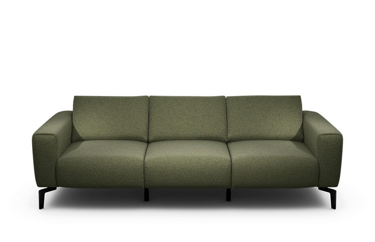 3-SITZER-SOFA Chenille Waldgrün  - Waldgrün/Schwarz, Design, Textil/Metall (250/86/86-94cm) - SENSOO