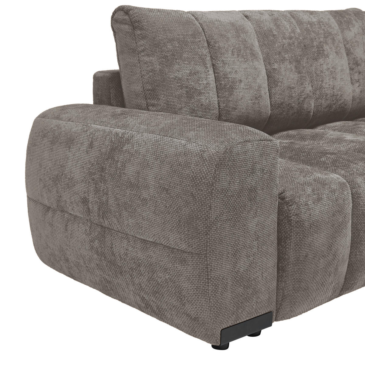 ECKSOFA Flachgewebe Graubraun  - Schwarz Hochglanz/Graubraun, Modern, Textil/Metall (273/93/166cm) - MID.YOU