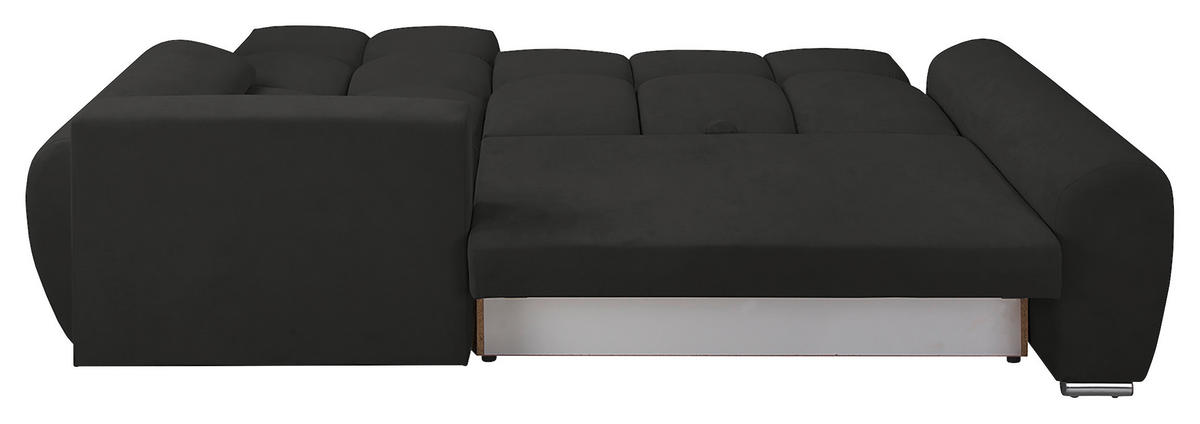 ECKSOFA in Mikrofaser Dunkelgrau  - Dunkelgrau/Silberfarben, Design, Textil/Metall (256/175cm) - Livetastic