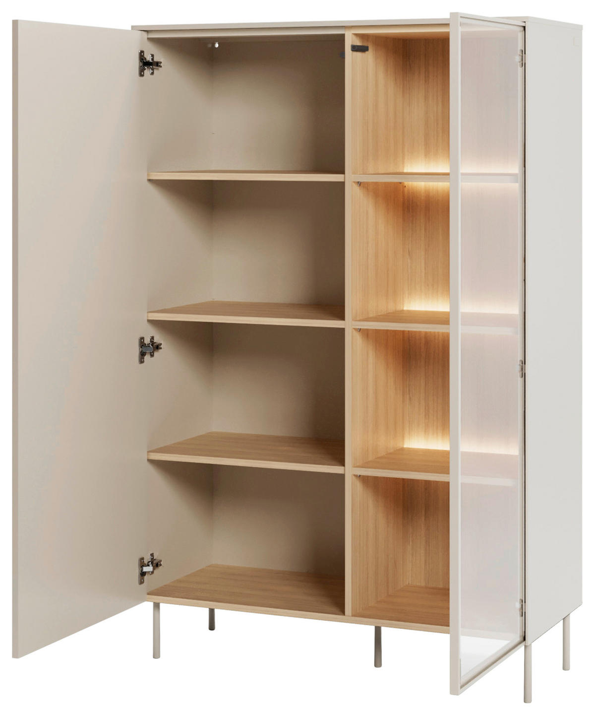 HIGHBOARD 102/156/41 cm Eichefarben, Kaschmir  102/156/41 cm  - Kaschmir/Eichefarben, MODERN, Glas/Holzwerkstoff (102/156/41cm) - Carryhome