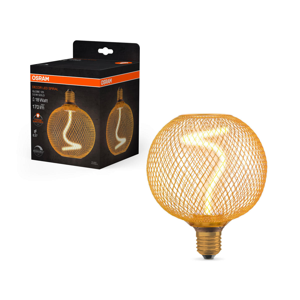 LED-FILAMENT-LEUCHTMITTEL   E27 3,5 W 170 lm  - Goldfarben, KONVENTIONELL, Metall (12,5/15cm) - Ledvance