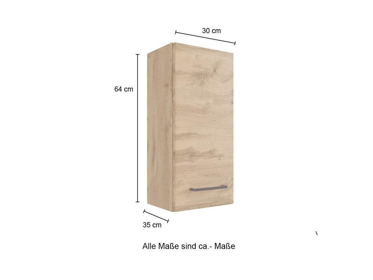 HÄNGESCHRANK 30/64/20 cm  - Eichefarben/Schwarz, Modern, Holzwerkstoff/Metall (30/64/20cm) - Held