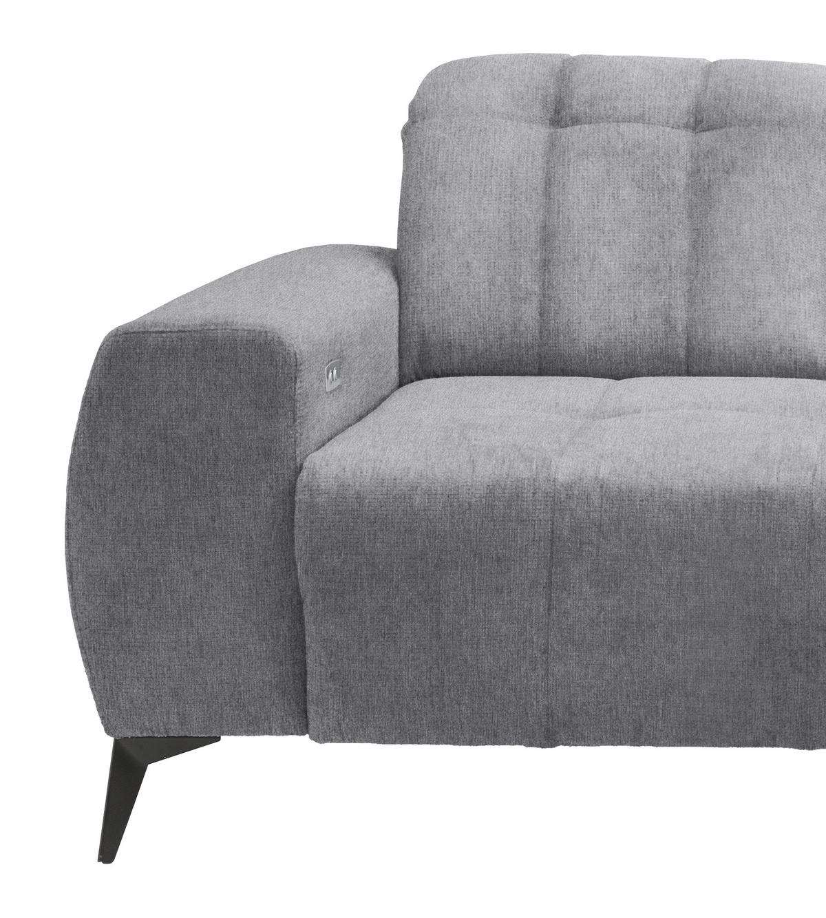 ECKSOFA in Mikrofaser Hellgrau  - Hellgrau/Schwarz, Modern, Textil/Metall (261/200cm) - Livetastic