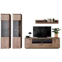 WOHNWAND  in Anthrazit, Eiche dunkel  330/208/50 cm  - Eiche dunkel/Anthrazit, KONVENTIONELL, Glas/Holzwerkstoff (330/208/50cm) - Cantus