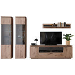 WOHNWAND  in Anthrazit, Eiche dunkel  330/208/50 cm  - Eiche dunkel/Anthrazit, KONVENTIONELL, Glas/Holzwerkstoff (330/208/50cm) - Cantus