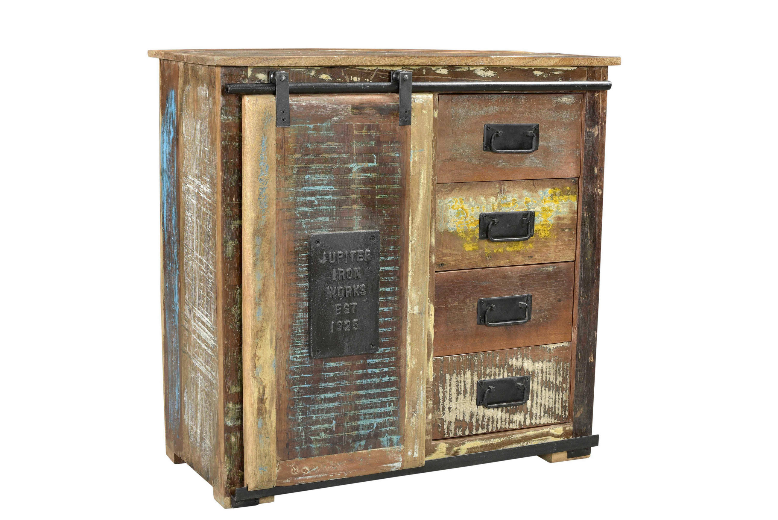 MEHRZWECKSCHRANK 77/80/38 cm  in Multicolor, Naturfarben  - Multicolor/Schwarz, MODERN, Holz/Metall (77/80/38cm) - MID.YOU