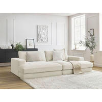 BIGSOFA LEONARD Cord Beige  - Beige/Schwarz, MODERN, Kunststoff/Textil (274/77/159cm)