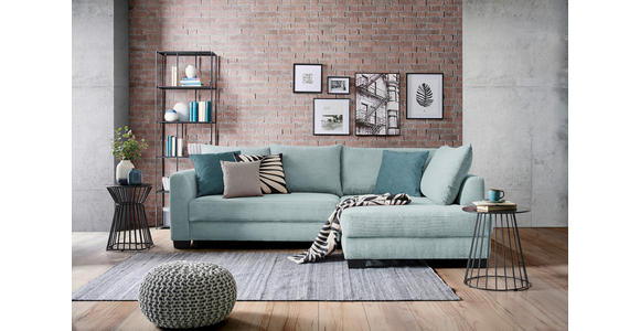 ECKSOFA in Cord Blaugrau - Blaugrau/Petrol, KONVENTIONELL, Holz/Textil (267/181cm) - Carryhome