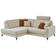ECKSOFA Beige Chenille  - Beige/Schwarz, Design, Textil/Metall (182/239cm) - Valnatura