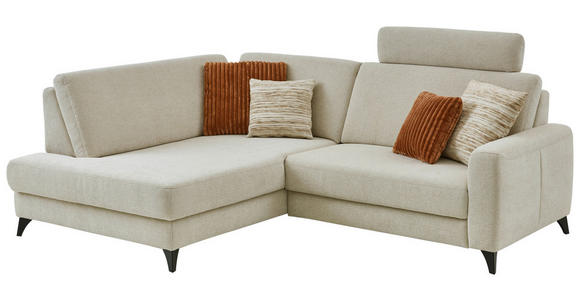 ECKSOFA Beige Chenille  - Beige/Schwarz, Design, Textil/Metall (182/239cm) - Valnatura