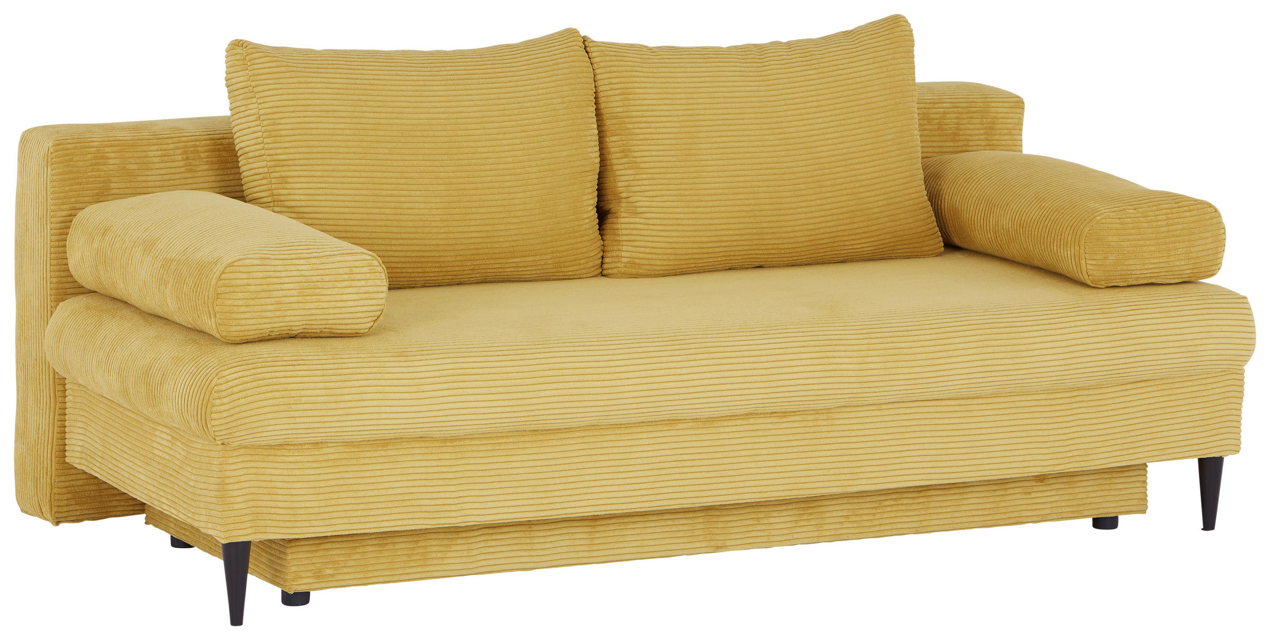 CANAPEA EXTENSIBILĂ lemn, plastic, textil galben  - galben/negru, Modern, plastic/lemn (200/95/95cm)