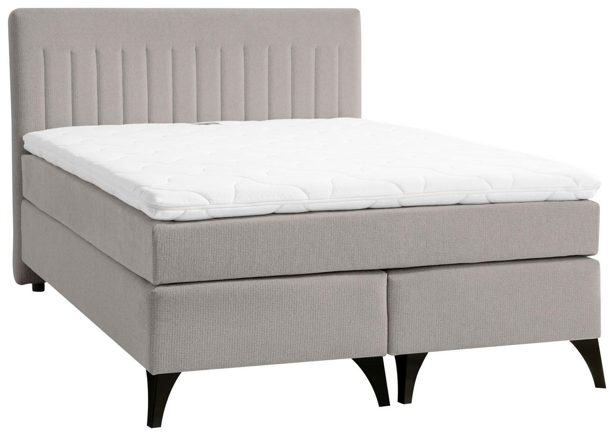 BOXSPRINGBETT 140/200 cm  in Grau  - Schwarz/Grau, Basics, Textil/Metall (140/200cm) - Boxxx