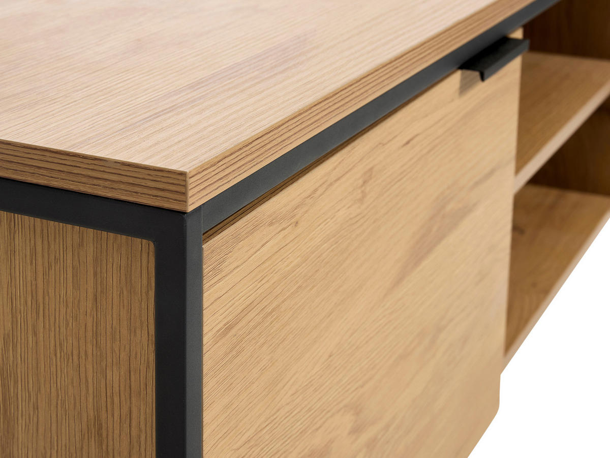 LOWBOARD Eichefarben  155/50/45 cm  - Eichefarben/Schwarz, Design, Holzwerkstoff/Metall (155/50/45cm) - Lomoco