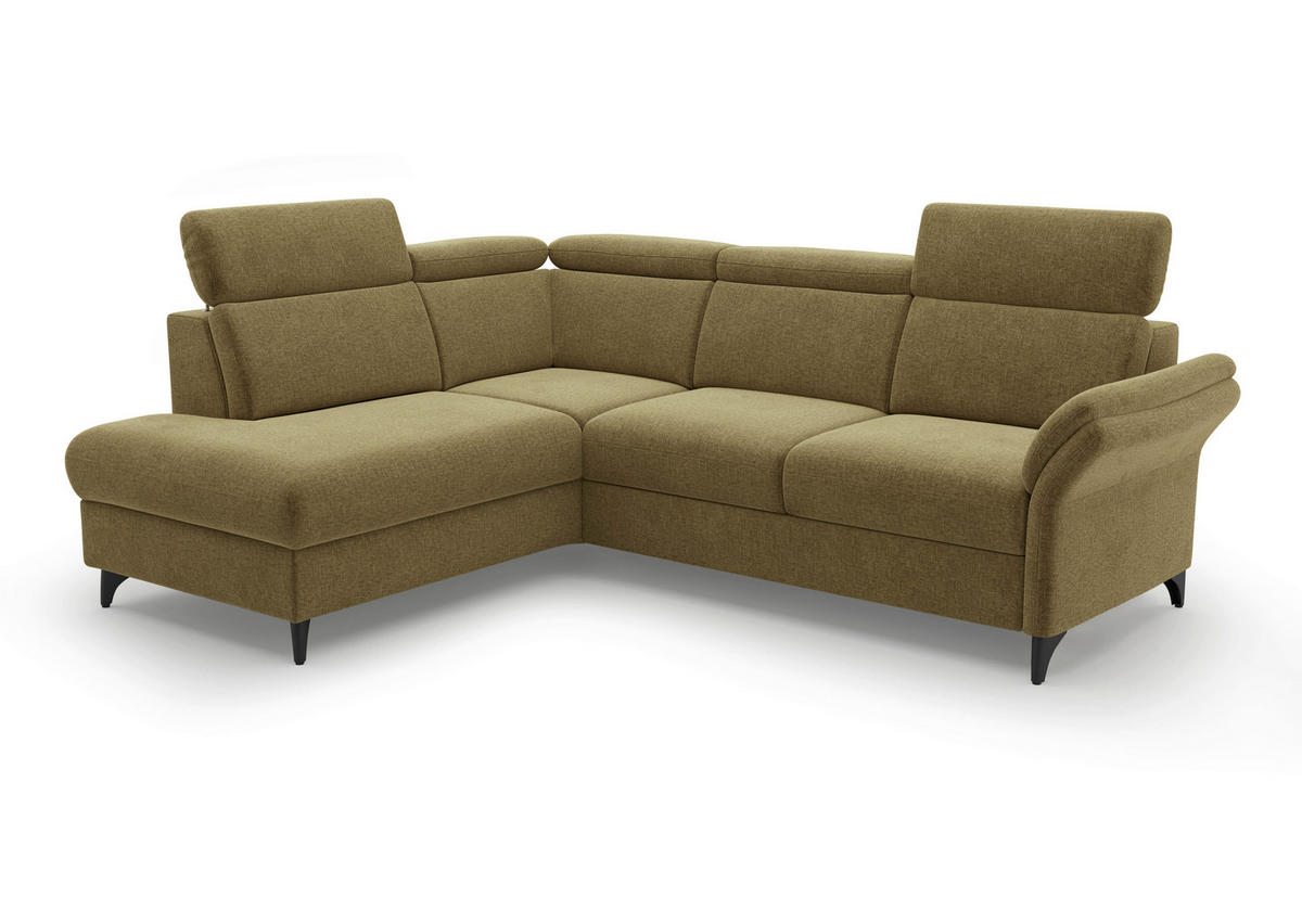 ECKSOFA Flachgewebe Olivgrün  - Schwarz/Olivgrün, Konventionell, Textil/Metall (193/247cm) - Sit & More