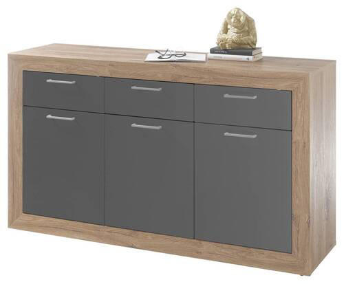 KOMMODE 150/87/42 cm  in Eichefarben  - Eichefarben/Silberfarben, KONVENTIONELL, Holzwerkstoff/Kunststoff (150/87/42cm) - MID.YOU