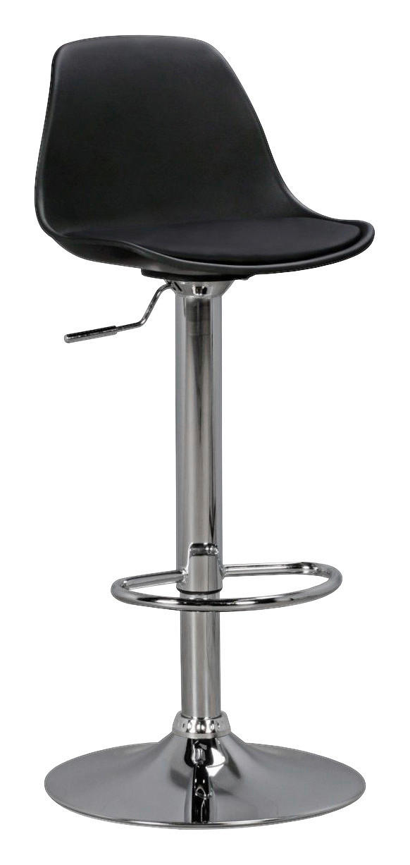 BARHOCKER Lederlook Schwarz Sitzfläche 360° drehbar, abwischbar  - Chromfarben/Schwarz, MODERN, Kunststoff/Textil (40/104/40cm) - MID.YOU