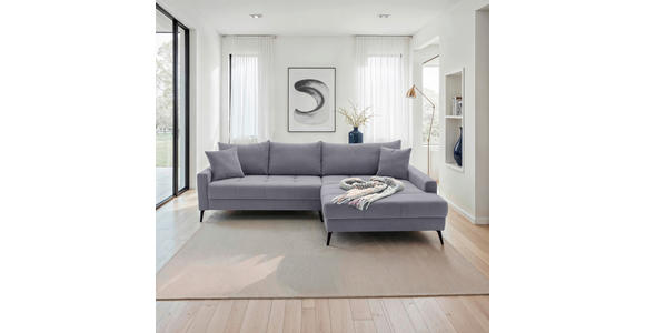 ECKSOFA  in Cord Grau  280/173 cm  - Schwarz/Grau, KONVENTIONELL, Textil/Metall (280/173cm) - Hom`in