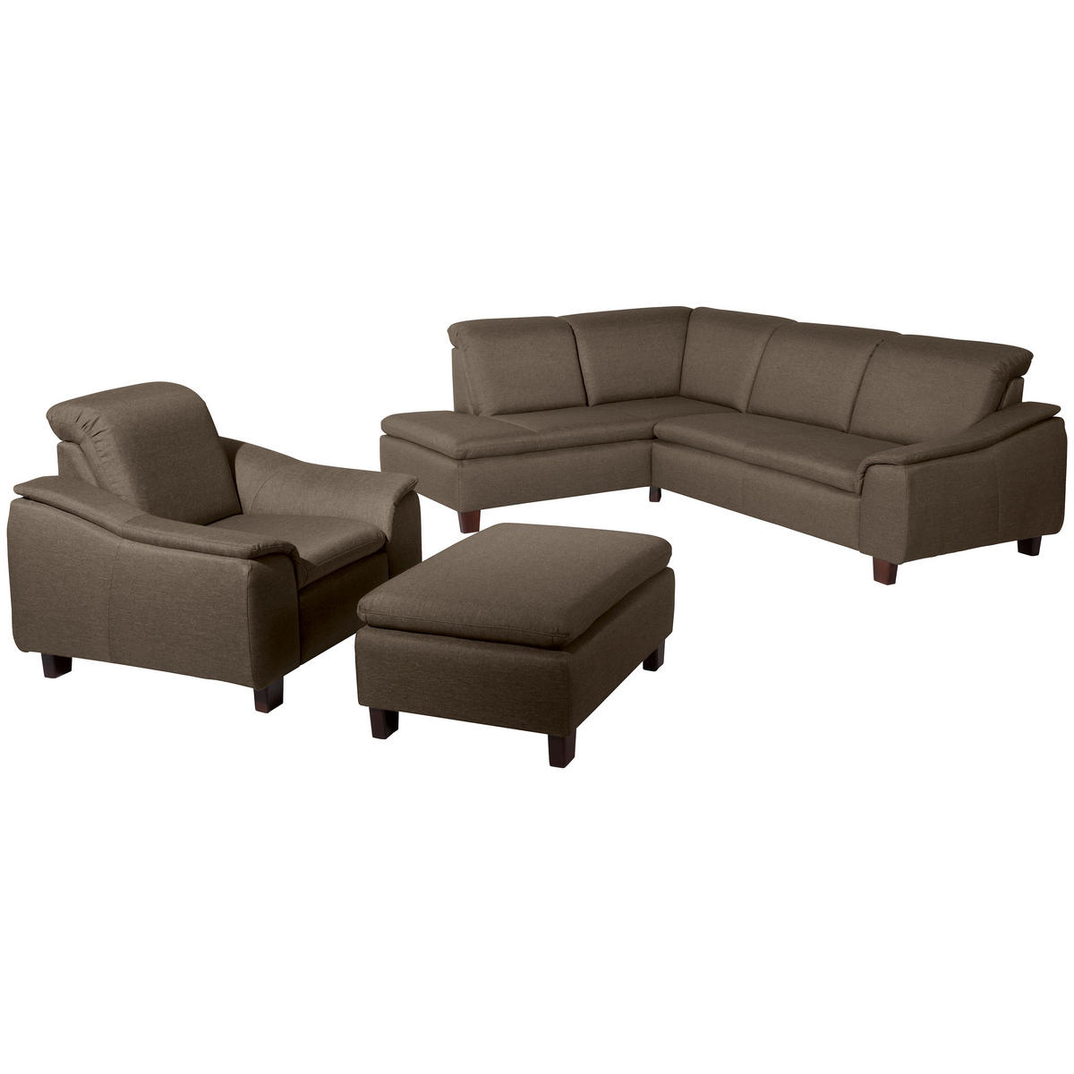 ECKSOFA in Flachgewebe Sahara  - Nussbaumfarben/Sahara, Design, Holz/Textil (247/187cm) - Max Winzer