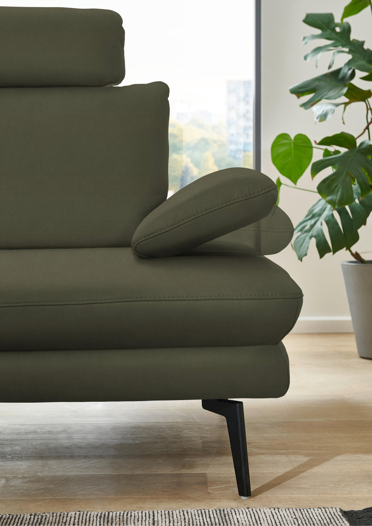 ECKSOFA in Echtleder Grün  - Schwarz/Grün, Design, Leder/Metall (180/310cm) - Dieter Knoll