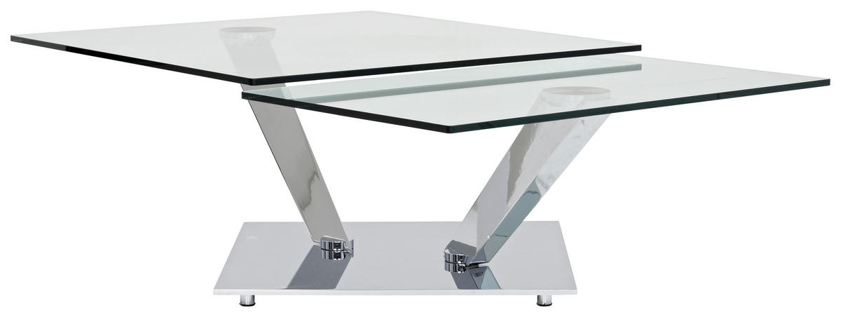 COUCHTISCH in Metall, Glas 84-129/106/40 cm  - Chromfarben, Design, Glas/Metall (84-129/106/40cm)