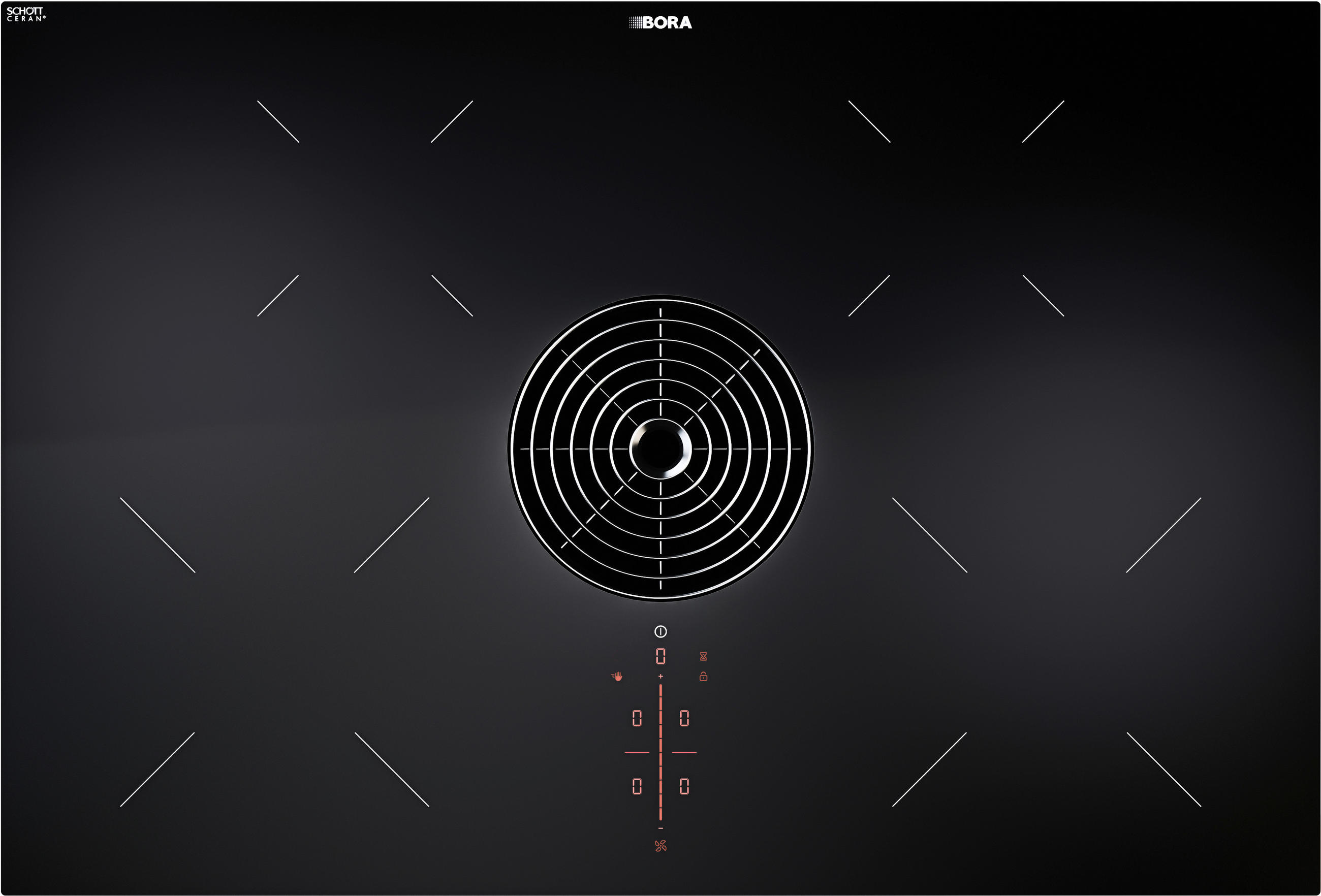 KOCHFELD-DUNSTABZUG-KOMBI Puru  - Schwarz, Basics, Glas/Metall (76/51,5cm) - Bora