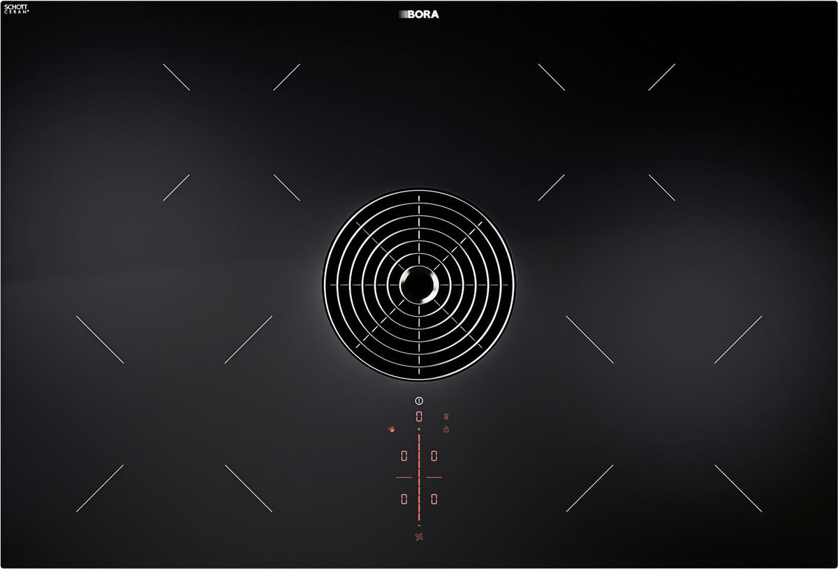 KOCHFELD-DUNSTABZUG-KOMBI Puru  - Schwarz, Basics, Glas/Metall (76/51,5cm) - Bora