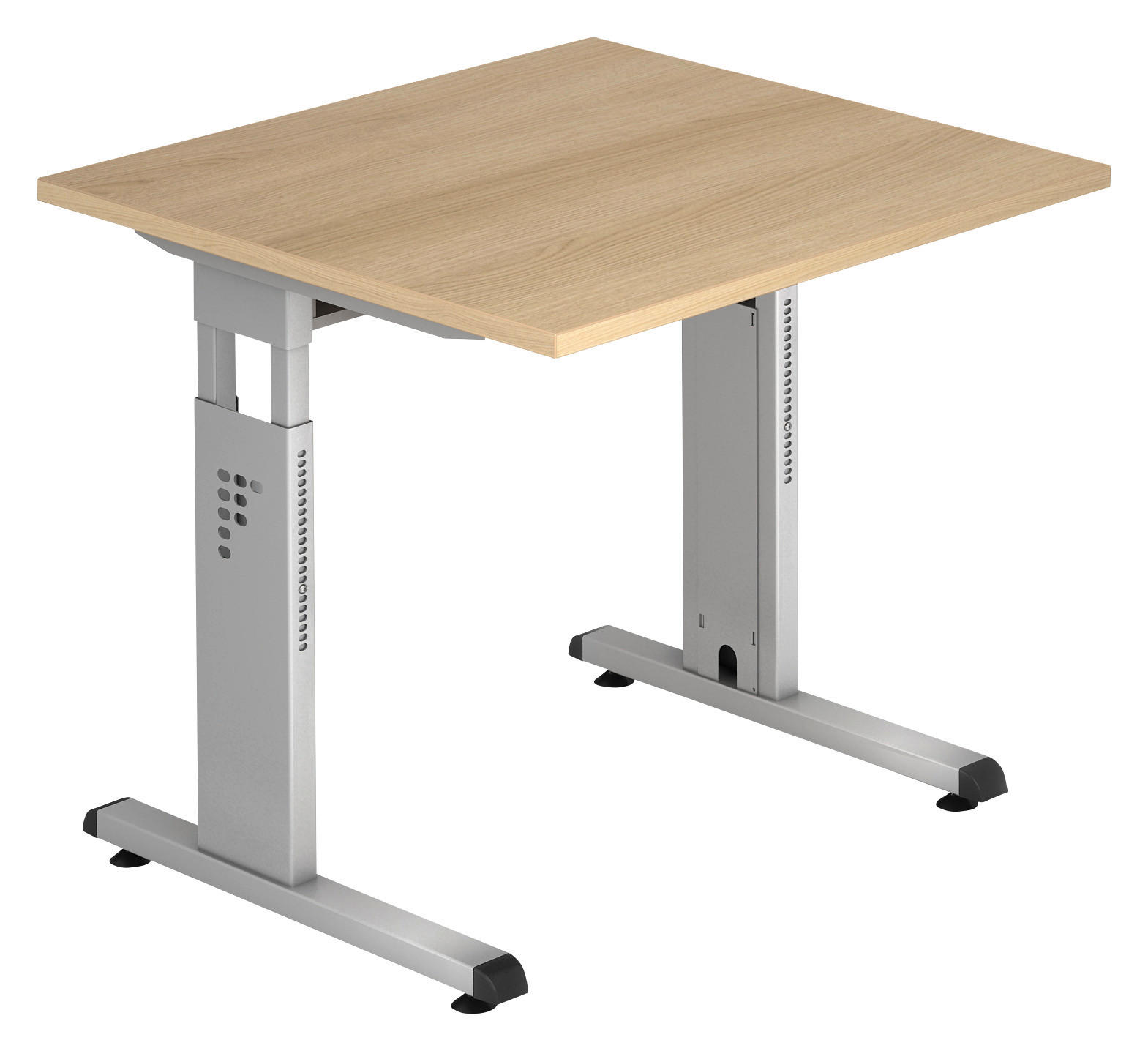 SCHREIBTISCH 80/80/65-85 cm  in Eichefarben  - Eichefarben/Silberfarben, KONVENTIONELL, Holzwerkstoff/Metall (80/80/65-85cm) - Venda