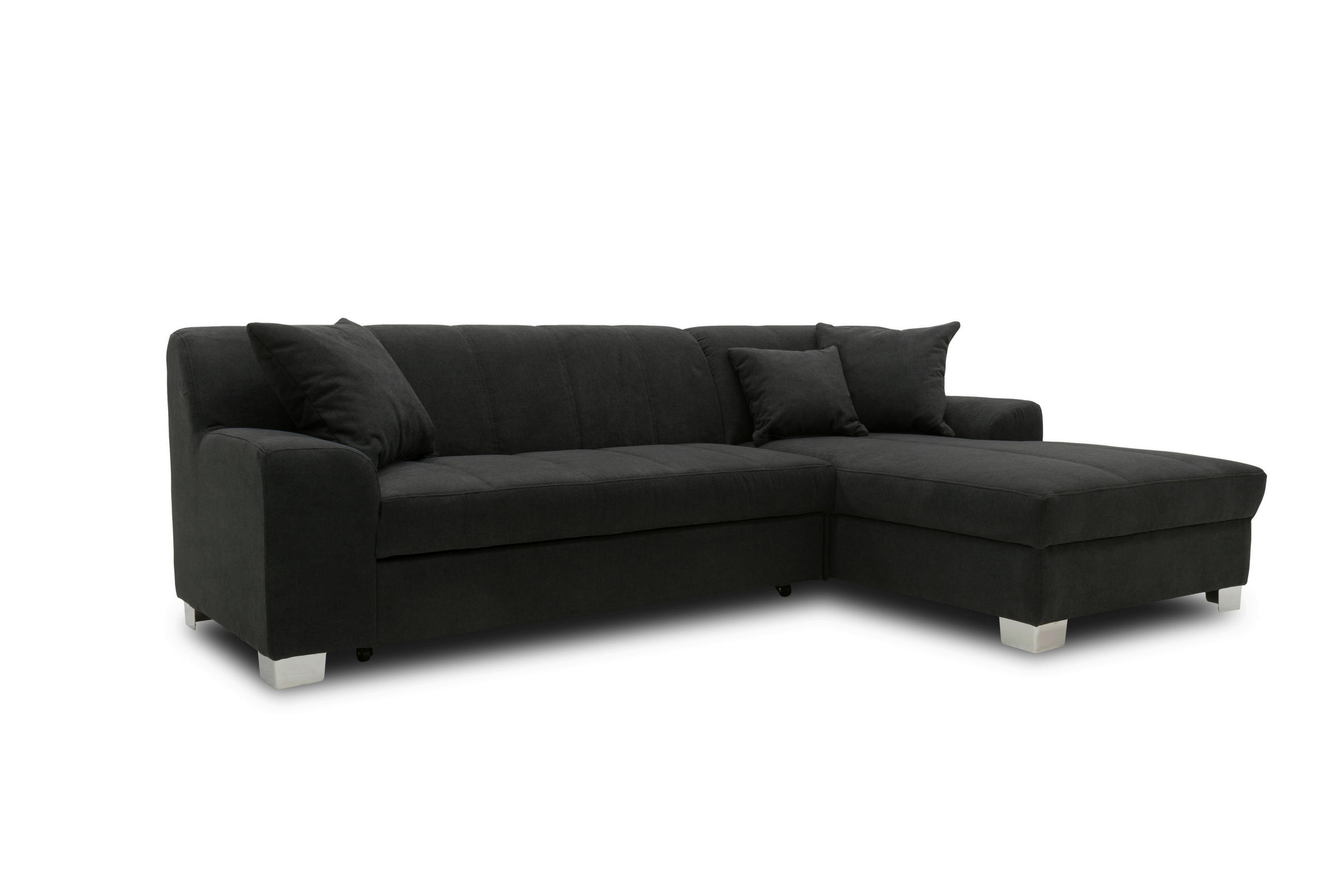 ECKSOFA CAPRI Schwarz  - Chromfarben/Schwarz, KONVENTIONELL, Textil (239/152cm) - MID.YOU