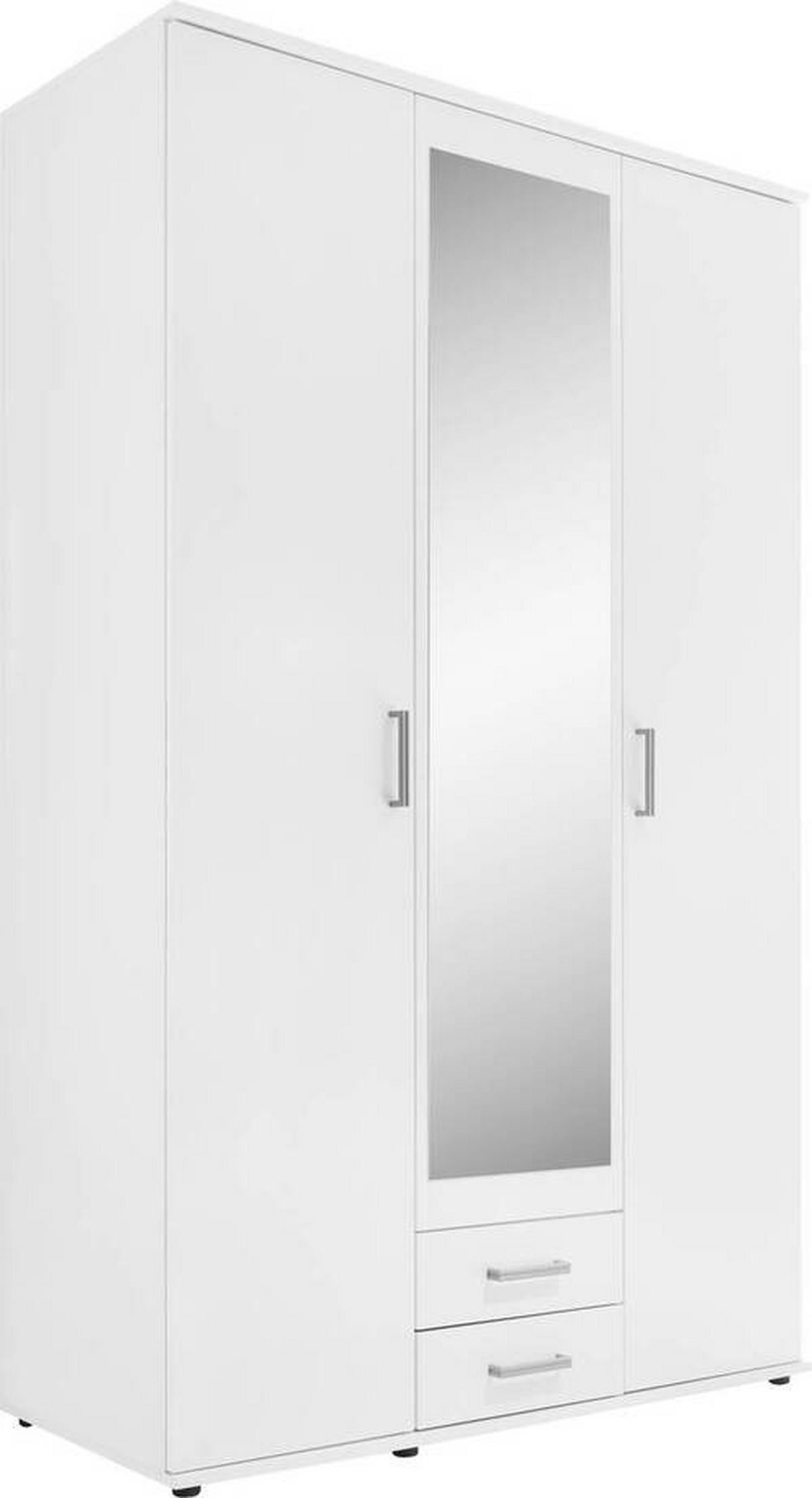 KLEIDERSCHRANK 120/196/53,5 cm 3-türig Weiß  - Alufarben/Weiß, KONVENTIONELL, Glas/Holzwerkstoff (120/196/53,5cm) - Boxxx