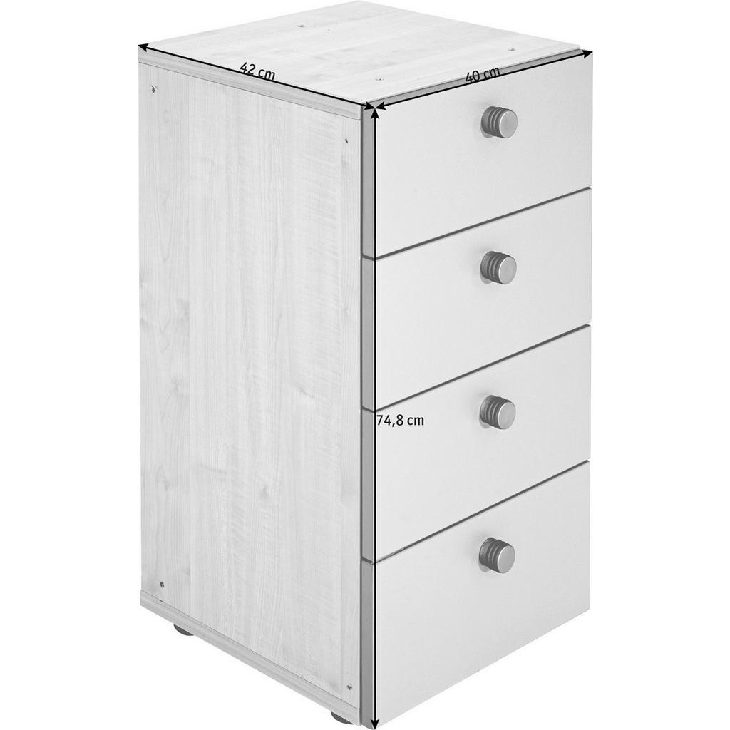 Thumbnail - Venda Anstellcontainer, Silber, Nussbaum, Metall, 4 Schubladen, 40x74.8x42 cm, DIN EN ISO 14001, Beimöbel erhältlich, Ar...