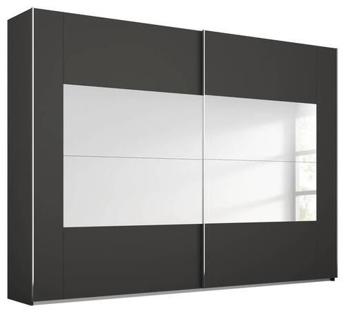 SCHWEBETÜRENSCHRANK in Graphitfarben  - Chromfarben/Graphitfarben, Design, Glas/Holzwerkstoff (271/223/68cm) - Xora