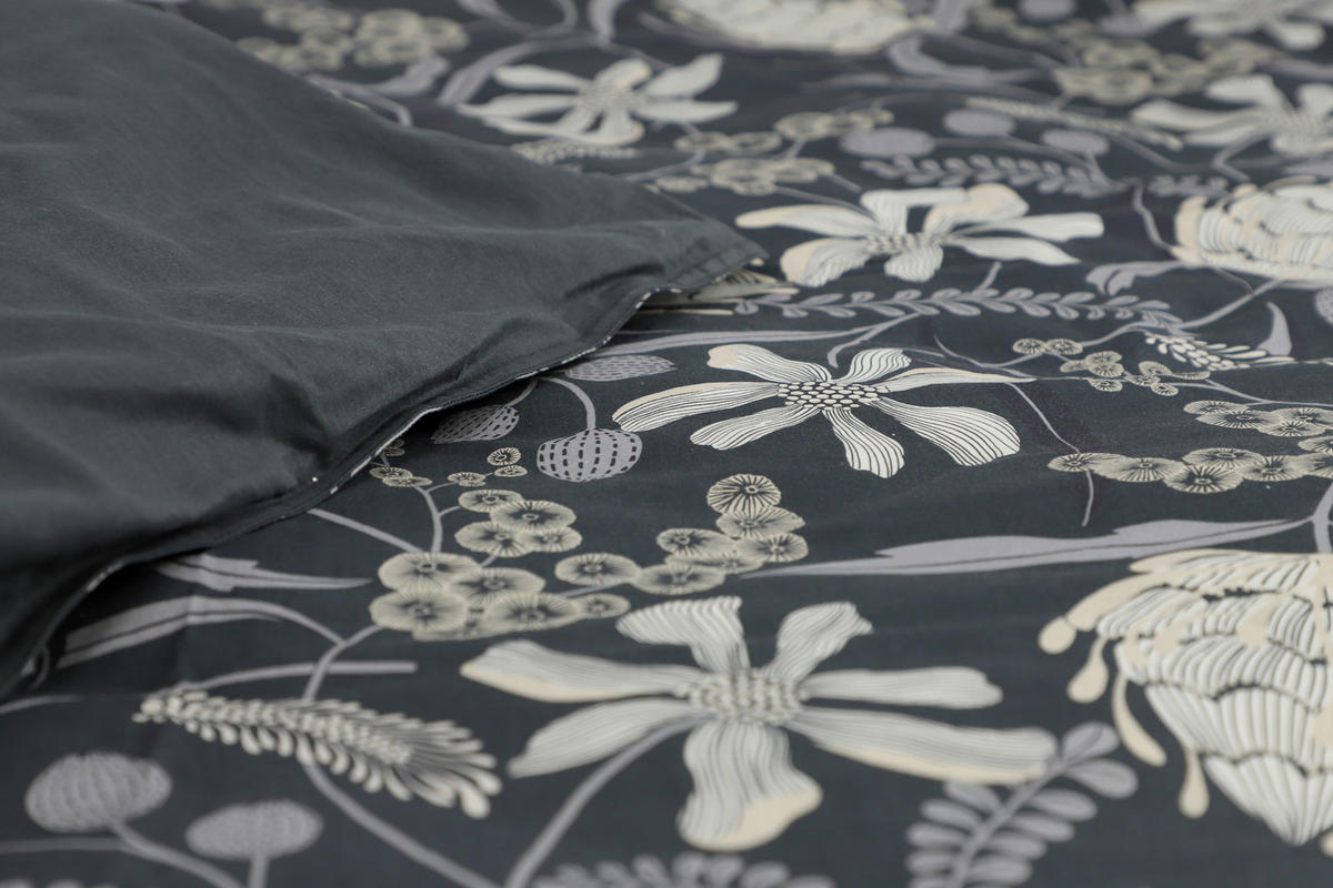 WENDEBETTWÄSCHE SW-Playful anthrazit Perkal 135/200 cm  - Anthrazit/Beige, Design, Textil (135/200cm) - Schöner Wohnen