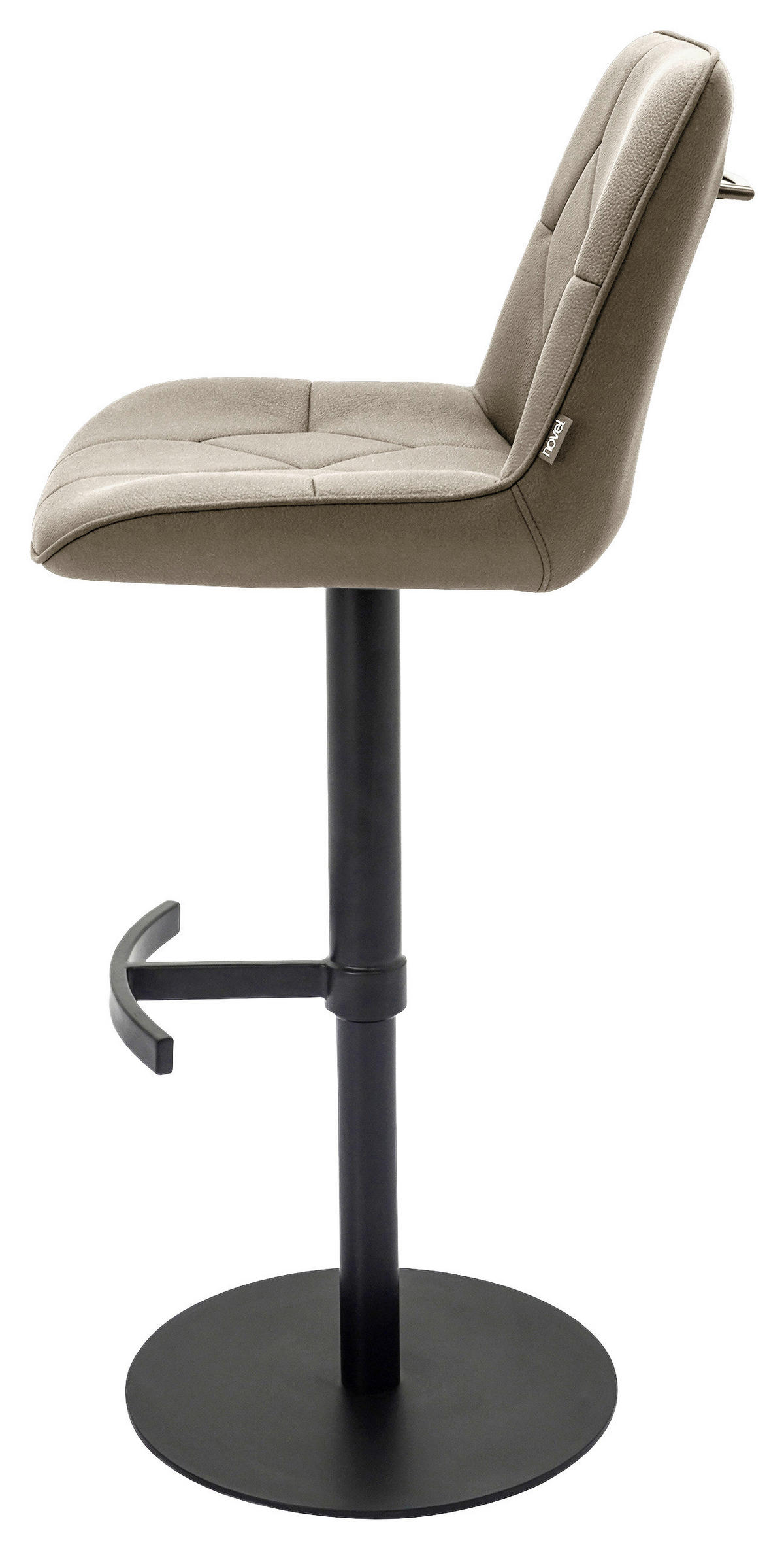 TABURET DE BAR in metal, textil negru, taupe  - taupe/negru, Design, metal/textil (44/97-114,5/54,5cm) - Novel