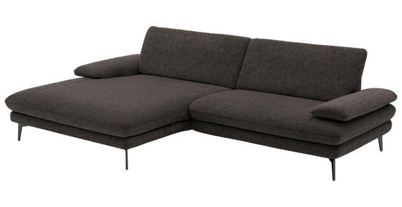 ECKSOFA in Velours Dunkelbraun 184/284 cm - Dunkelbraun/Schwarz, Design, Textil/Metall (184/284cm) - Dieter Knoll