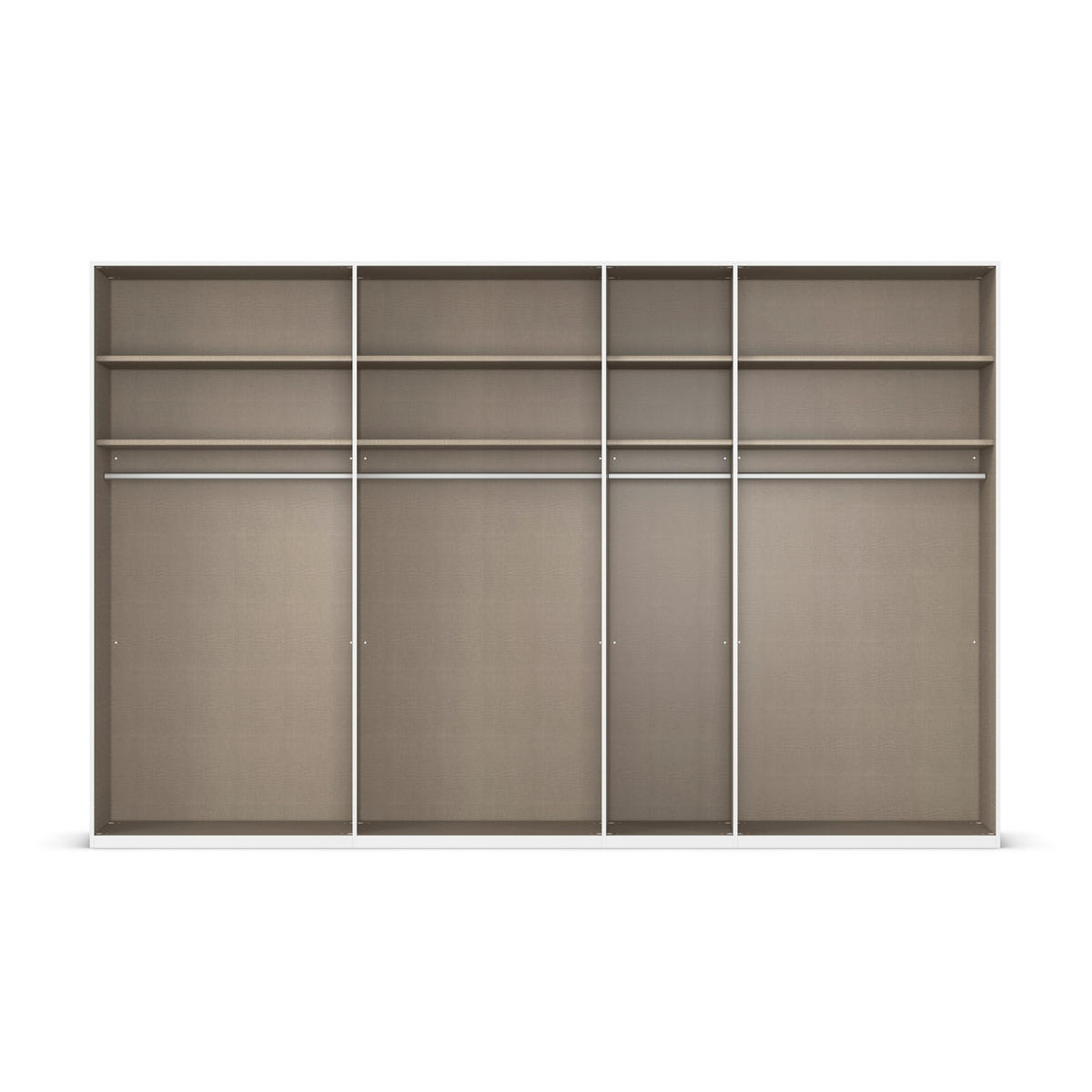 DREHTÜRENSCHRANK 350/235/61 cm,  in Weiß, Weiß Hochglanz, 7-türig  - Chromfarben/Edelstahlfarben, Basics, Glas/Holzwerkstoff (350/235/61cm) - Novel