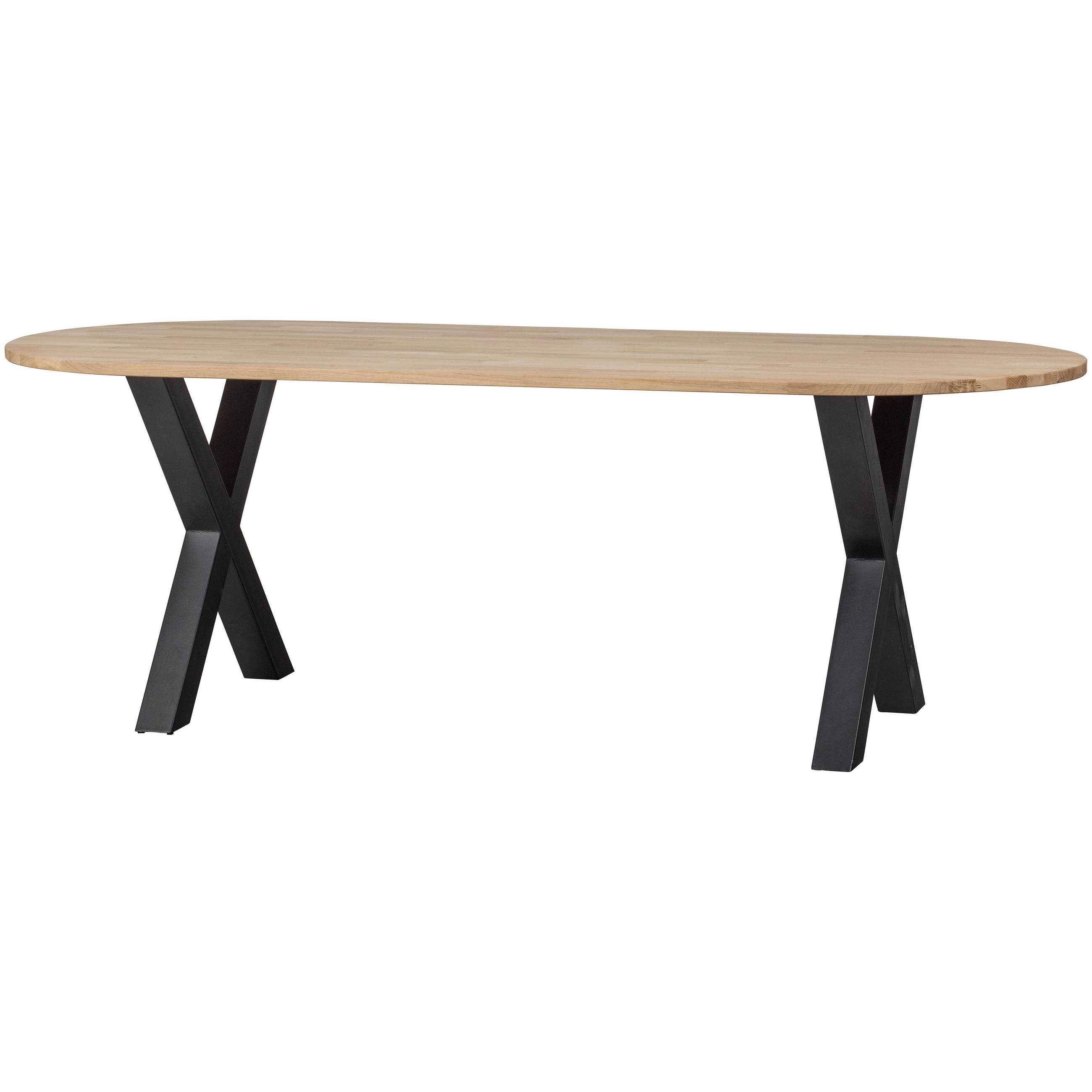 ESSTISCH Eiche oval Eichefarben  - Eichefarben/Schwarz, Design, Holz/Metall (220/90/75cm) - Livetastic