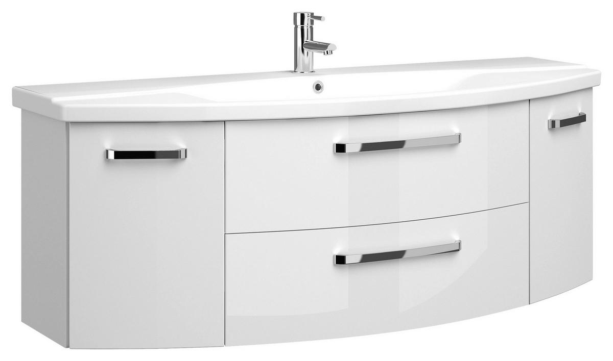 BADEZIMMER 3-teilig  in 144 cm  - Chromfarben/Weiß Hochglanz, MODERN, Glas/Keramik (144cm) - Sadena