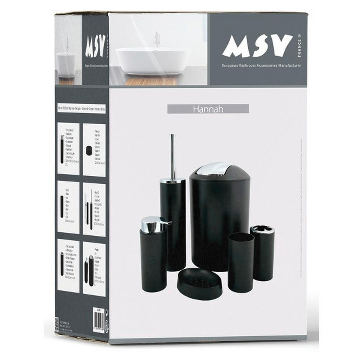 BAD-ACCESSOIRE-SET Kunststoff  - Schwarz, Basics, Kunststoff (19,7/19,7/29,8cm) - Spirella