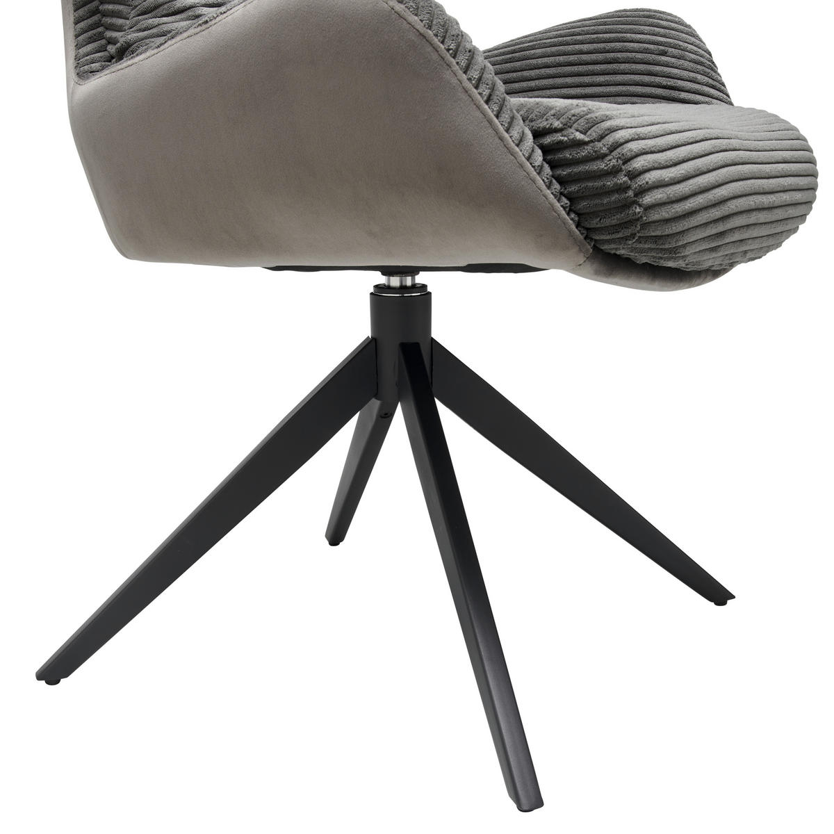 ARMLEHNSTUHL  in Eisen Cord  - Schwarz/Grau, LIFESTYLE, Textil/Metall (58/88/68cm) - MID.YOU
