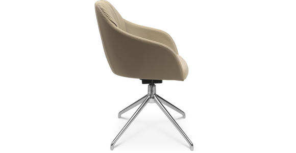 ARMLEHNSTUHL in Aluminium Echtleder pigmentiert - Beige/Alufarben, Design, Leder/Metall (58/81,5-84,5/60cm) - Johann Jakob