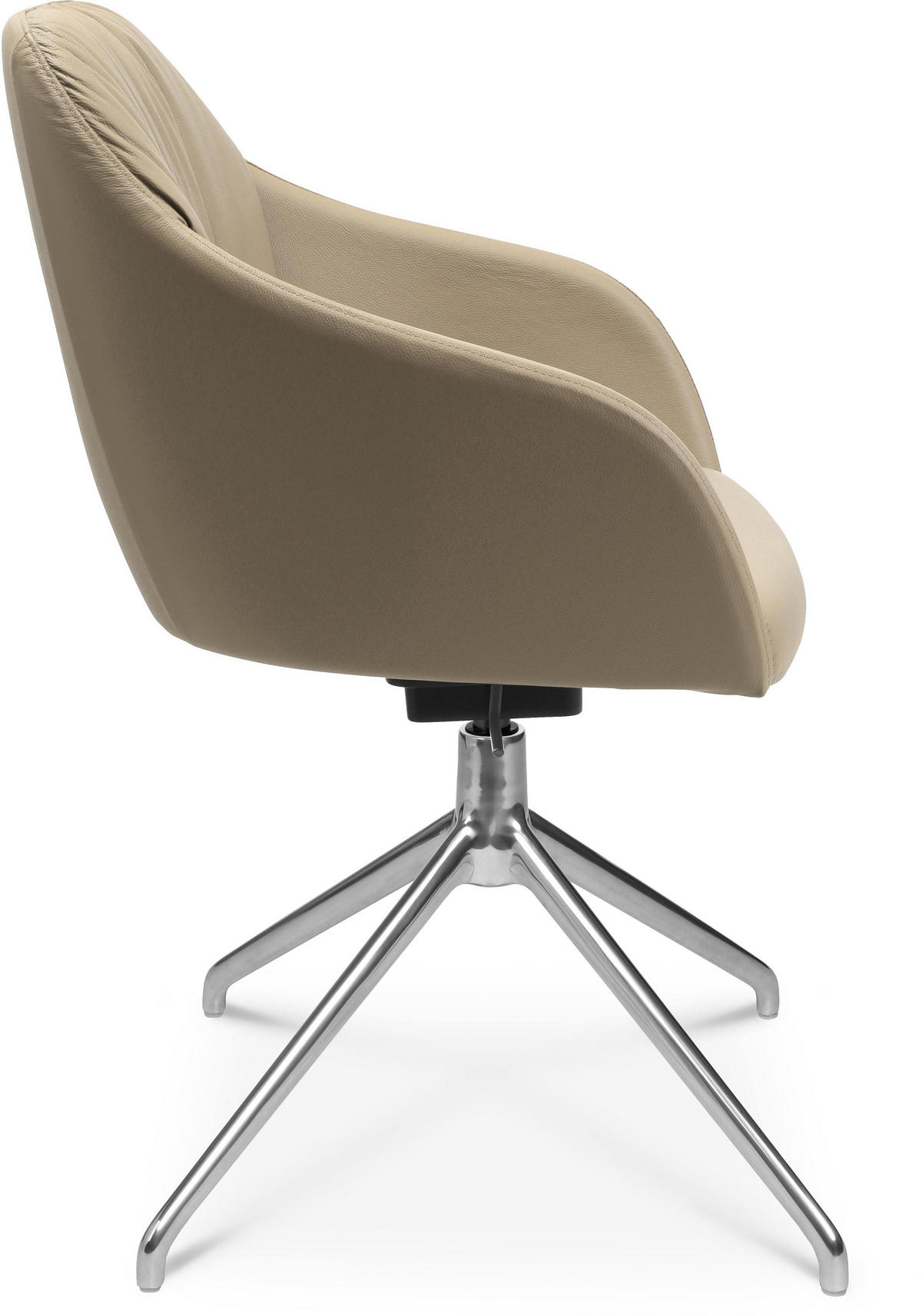 ARMLEHNSTUHL  in Aluminium Echtleder pigmentiert  - Beige/Alufarben, Design, Leder/Metall (58/81,5-84,5/60cm) - Johann Jakob