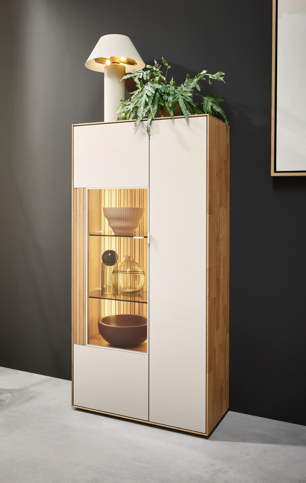 HIGHBOARD Kaschmir, Wildeiche  76,9/155,1/37,1 cm  - Kaschmir/Wildeiche, Design, Glas/Holz (76,9/155,1/37,1cm) - Dieter Knoll